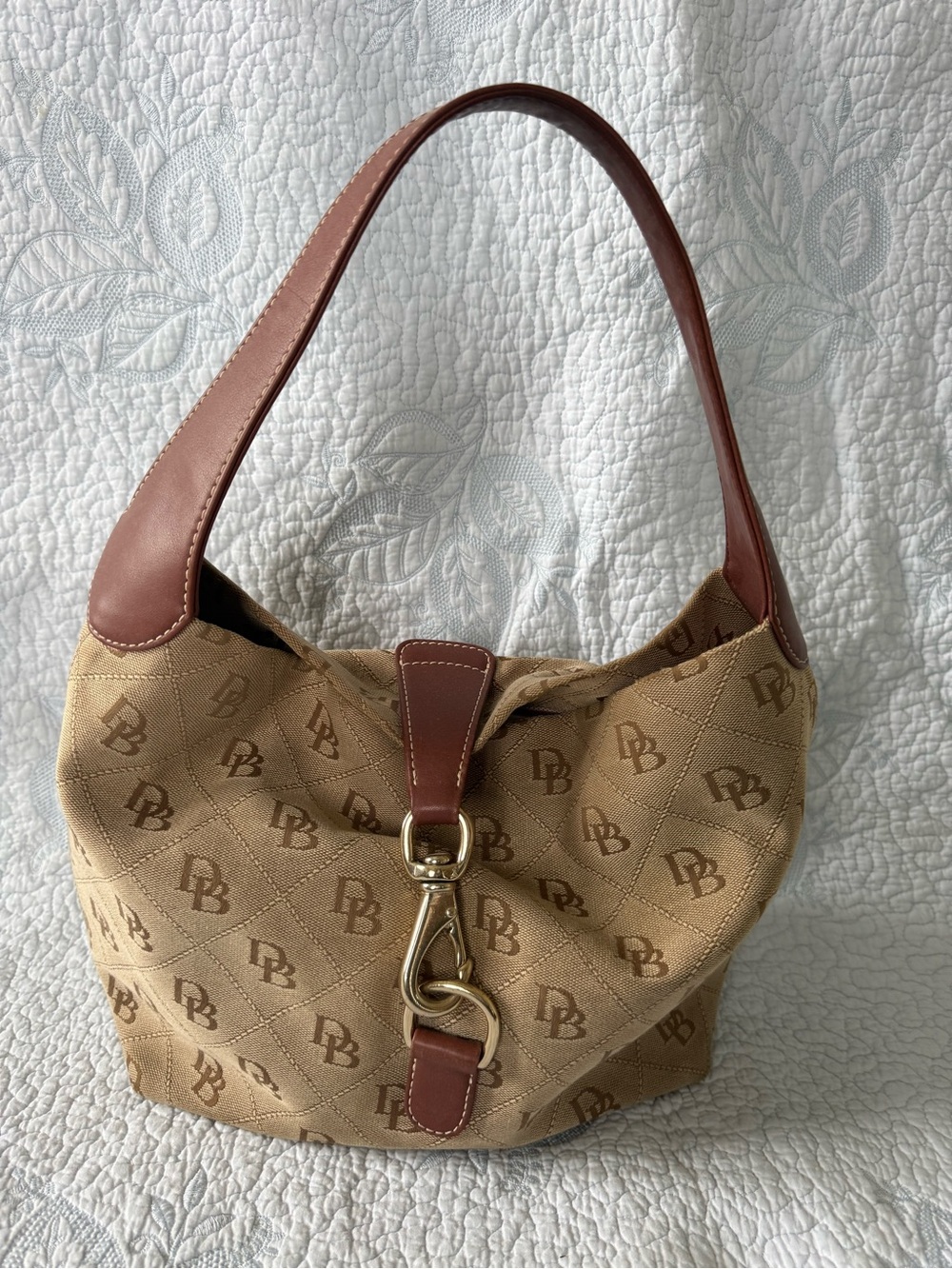 Dooney & Bourke Tan and Brown Signature Hobo Shoulder Bag